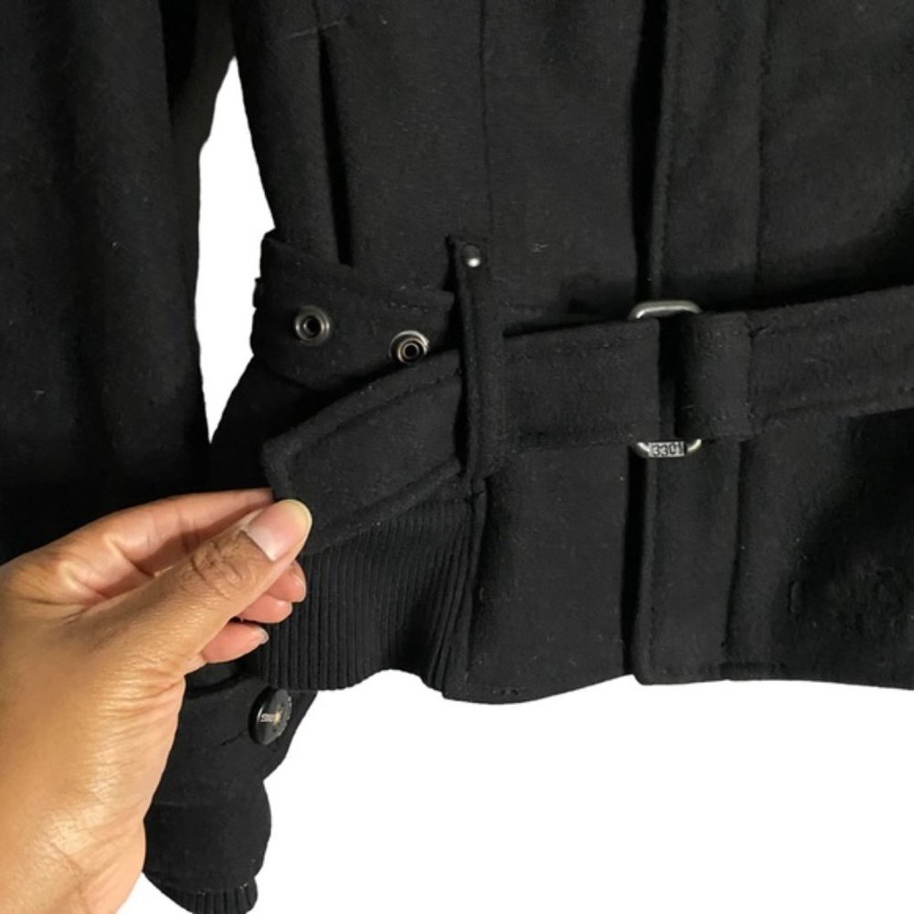 G-Star RAW Women's Black Full Zip Wool Belted Moto Jacket - Picture 4 of 14